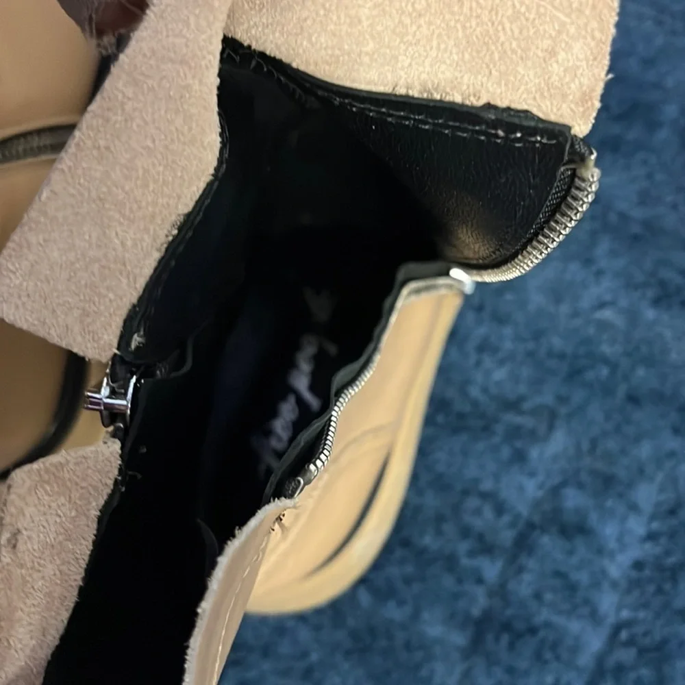 New Free People Mara Zip Moto Boots in Latte Brown Leather Size 41 or 11